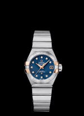 Omega Constellation 27mm Co-Axial Brushed Gold Claws / Blue Supernova (123.20.27.20.53.002)