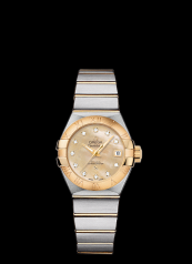 Omega Constellation 27mm Co-Axial Brushed Two Tone / Brown MOP (123.20.27.20.57.002)