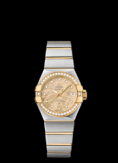 Omega Constellation 27mm Co-Axial Brushed Two Tone / Diamond Bezel / Champagne MOP (123.25.27.20.57.002)