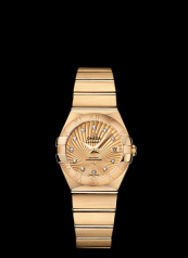 Omega Constellation 27mm Co-Axial Brushed Yellow Gold / Champagne Supernova (123.50.27.20.58.001)
