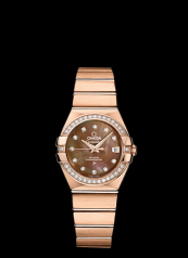 Omega Constellation 27mm Co-Axial Brushed Red Gold / Diamond Bezel / Brown MOP (123.55.27.20.57.001)