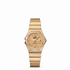 Omega Constellation 27mm Co-Axial Brushed Yellow Gold / Diamond Bezel / Champagne Supernova (123.55.27.20.58.001)