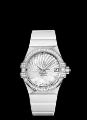 Omega Constellation 35mm Co-Axial Brushed White Gold / Diamond / Rubber (123.58.35.20.99.001)