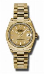 Rolex Datejust Champagne Dial Automatic 18kt Yellow Gold President Ladies Watch 178248CSP