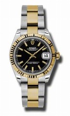 Rolex Datejust Black Dial Automatic Stainless Steel and 18kt Gold Ladies Watch 178273BKSO
