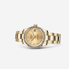 Rolex Datejust 31 Yellow Gold Fluted Oyster Champagne Roman (178278-0133)
