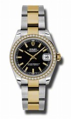 Rolex Datejust Black Dial Automatic Stainless Steel and 18kt Gold Ladies Watch 178383BKSO