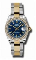 Rolex Datejust Blue Dial Automatic Stainless Steel and 18kt Gold Ladies Watch 178383BLSO