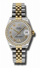 Rolex Datejust Grey Dial Automatic Stainless Steel and 18kt Gold Ladies Watch 178383GRDJ