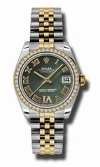Rolex Datejust Olive Green Dial Automatic Stainless Steel and 18kt Gold Ladies Watch 178383GNRDJ