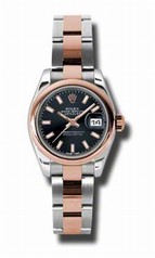 Rolex Datejust Black Dial Automatic Stainless Steel and 18K Rose-Gold Ladies Watch 179161