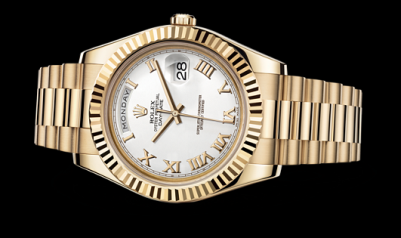 Rolex Day-Date II Yellow Gold Fluted White Roman (218238-0037)