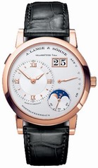 A Lange and Sohne Moonphase Silver Dial Black Leather Strap Men's Watch 109032