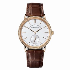 A Lange and Sohne Saxonia Rose Gold Diamond Brown Leather Men's Watch 842.032