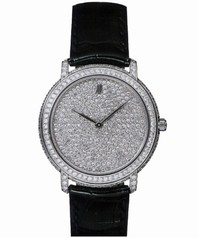 Audemars Piguet Jules Audemars Diamond Pave Dial Black Leather Ladies Watch 15123BC.ZZ.D001CR.01