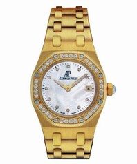 Audemars Piguet Royal Oak Diamond Mother of Pearl Dial Yellow Gold Ladies Watch 67601BA.ZZ.1210BA.02