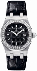 Audemars Piguet Royal Oaks Diamond Black Leather Ladies Watch 67621ST.ZZ.D002CR01