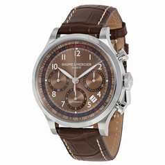 Baume and Mercier Capeland Chronograph Brown Dial Brown Leather Men's Watch 10043