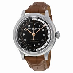 Baume and Mercier Worldtimer Automatic Black Dial Brown Leather Men's Watch MOA10134