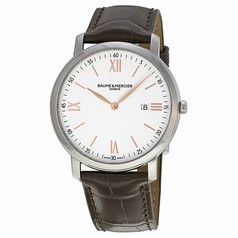 Baume and Mercier Classima Silver Dial Brown Leather Men's Watch 10181