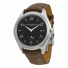 Baume and Mercier Clifton Black Dial Stainless Steel Brown Leather Automatic Men's Watch 10053