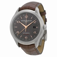 Baume and Mercier Clifton Grey Dial Brown Alligator Leather Men's Watch 10111