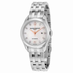 Baume and Mercier Clifton Mother of Pearl Diamond Dial Steel Ladies Watch 10151