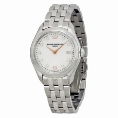 Baume and Mercier Clifton Mother of Pearl Diamond Steel Ladies Watch 10176