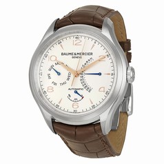 Baume and Mercier Clifton Silver Dial Brown Leather Men's Watch 10149