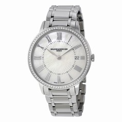 Baume and Mercier Mother of Pearl Dial Diamond Stainless Steel Ladies Watch MOA10227