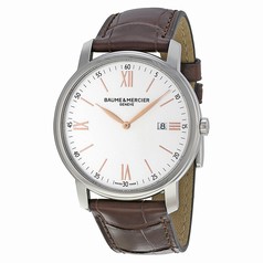 Baume et Mercier Classima Silver Dial Brown Leather Strap Men's 42mm Watch 10144