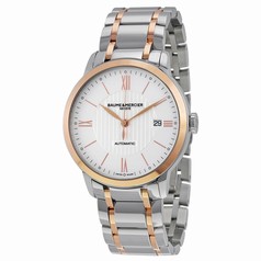 Baume et Mercier Classima Silver Opaline Dial Stainless Steel and 18K Rose Gold Men's Watch 10217
