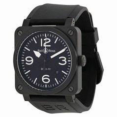 Bell & Ross Aviation Automatic Black Dial Black Rubber Men's Watch BR0392-BL-CE
