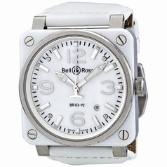 Bell & Ross Aviation Mother of Pearl White Ceramic Men's Watch BR0392-WHT-CER