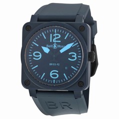 Bell & Ross Black Dial Automatic Blue Rubber Men's Watch BR0392-CREAM-BLUE