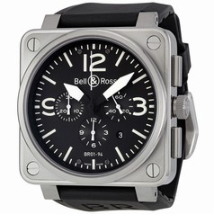 Bell & Ross Black Dial Automatic Chronograph Men's Watch BR0194-BL-ST