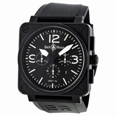 Bell & Ross Carbon Chronograph Black Dial Stainless Steel Men's Watch BR0194-BL-CA