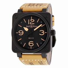 Bell & Ross Heritage Black Dial Tan Leather Strap Men's Watch BR01-92-HERITAGE