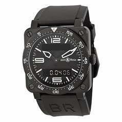 Bell & Ross Type Aviation Black Dial Black PVD Stainless Steel Black Rubber Men's Watch BR0392-AVIA-CA