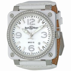 Bell & Ross White Ceramic Diamond Mother of Pearl Men's Watch BR0392-WH-C-D-SCA