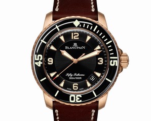 Blancpain Fifty Fathoms Black Dial Brown Leather Automatic Men's Watch 5015A-3630-63B