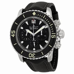 Blancpain Fifty Fathoms Black Dial Flyback Chronograph Black Fabric Strap Men's Watch 5085F-1130-52