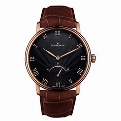 Blancpain Villeret Black Dial 18kt Rose Gold Brown Leather Automatic Men's Watch 6653-3630-55B