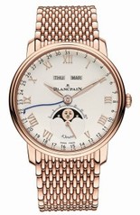 Blancpain Villeret Complete Calendar 8 Days Silver Dial 18K Rose Gold Automatic Men's Watch 6639-3642-MMB