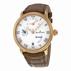 Blancpain Villeret Half Timezone Automatic White Dial 18kt Rose Gold Men's Watch 6661-3631-55B
