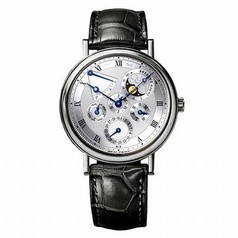 Breguet Classique Perpetual Calendar Silver Dial 18kt White Gold Black Leather Men's Watch 5327BB1E9V6