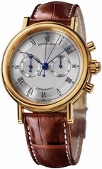 Breguet Classique Silver Dial 18kt Yellow Gold Brown Leather Men's Watch 5947BA129V6