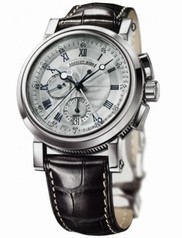 Breguet Marine Chronograph Silver Dial Leather Men's Watch 5827BB129Z8