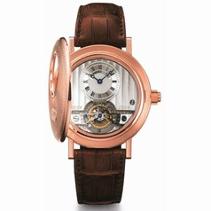 Breguet Tourbillion Silver Dial 18kt Rose Gold Brown Leather Men's Watch 1801BR122W6