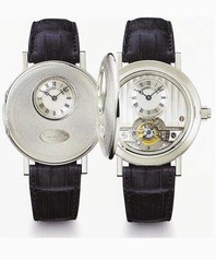 Breguet Tourbillion Silver Dial 18kt White Gold Blue Leather Men's Watch 1801BB122W6